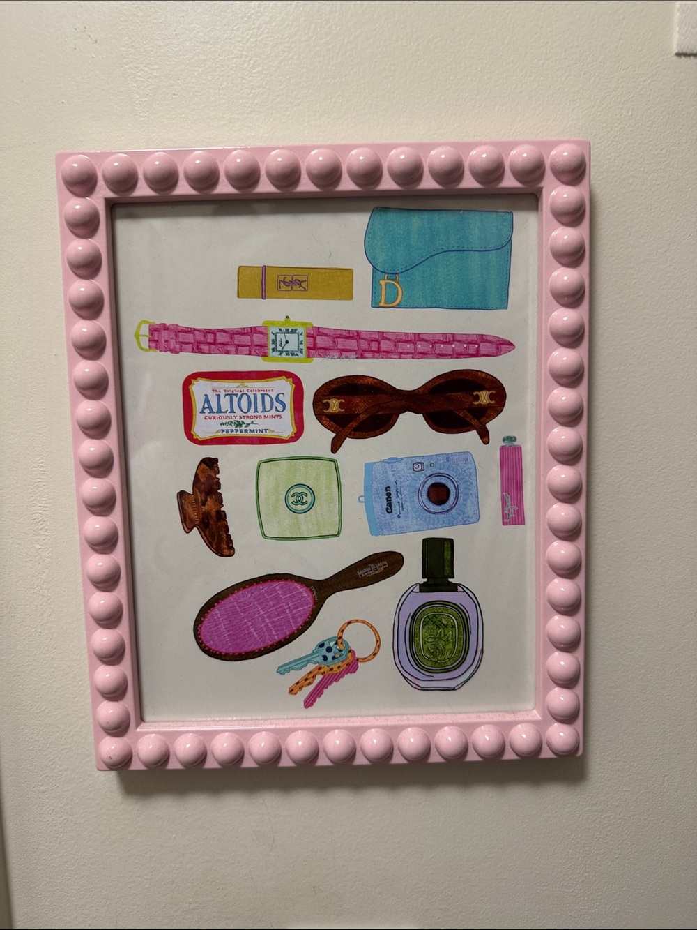 Pink Frame with Fashion Illustration Art